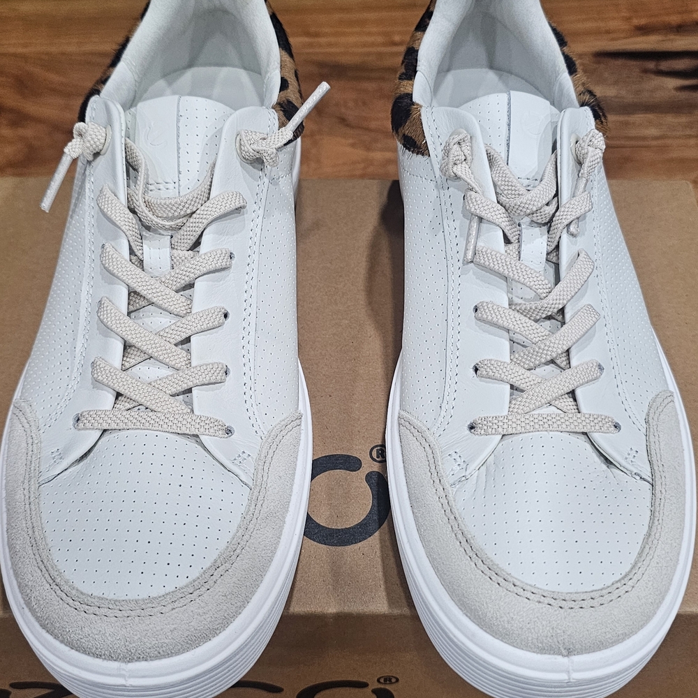 Ecco White Sneakers with Animal Print Detail - Picture 3 of 7